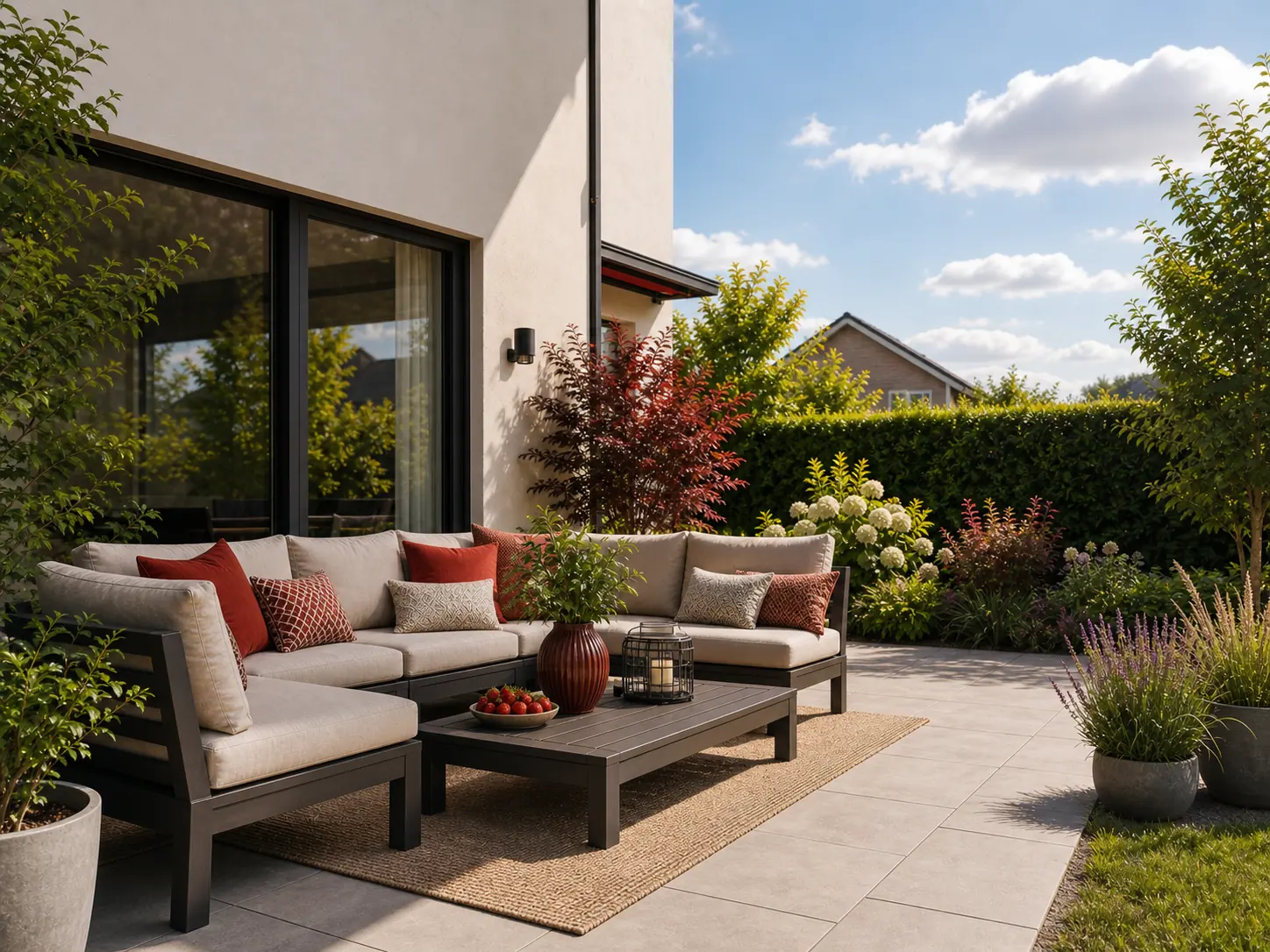 Terrasse mit Outdoor-Möbeln und Outdoor-Stoffen